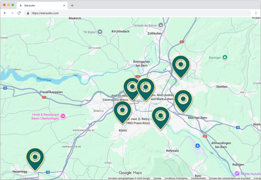 Map showing doctor locations